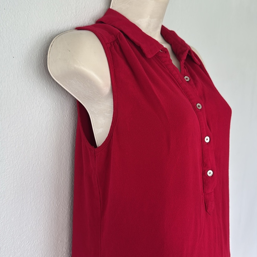 Forever 21 red collared button front sleeveless shift style dress size medium - Picture 6 of 12